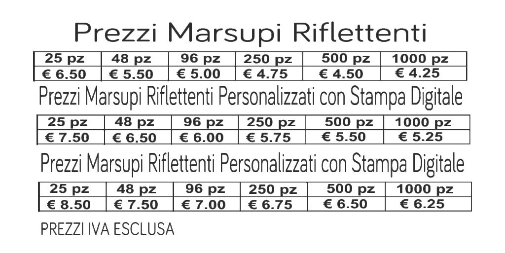 prezzi marsupi riflettenti prezzi marsupi riflettenti